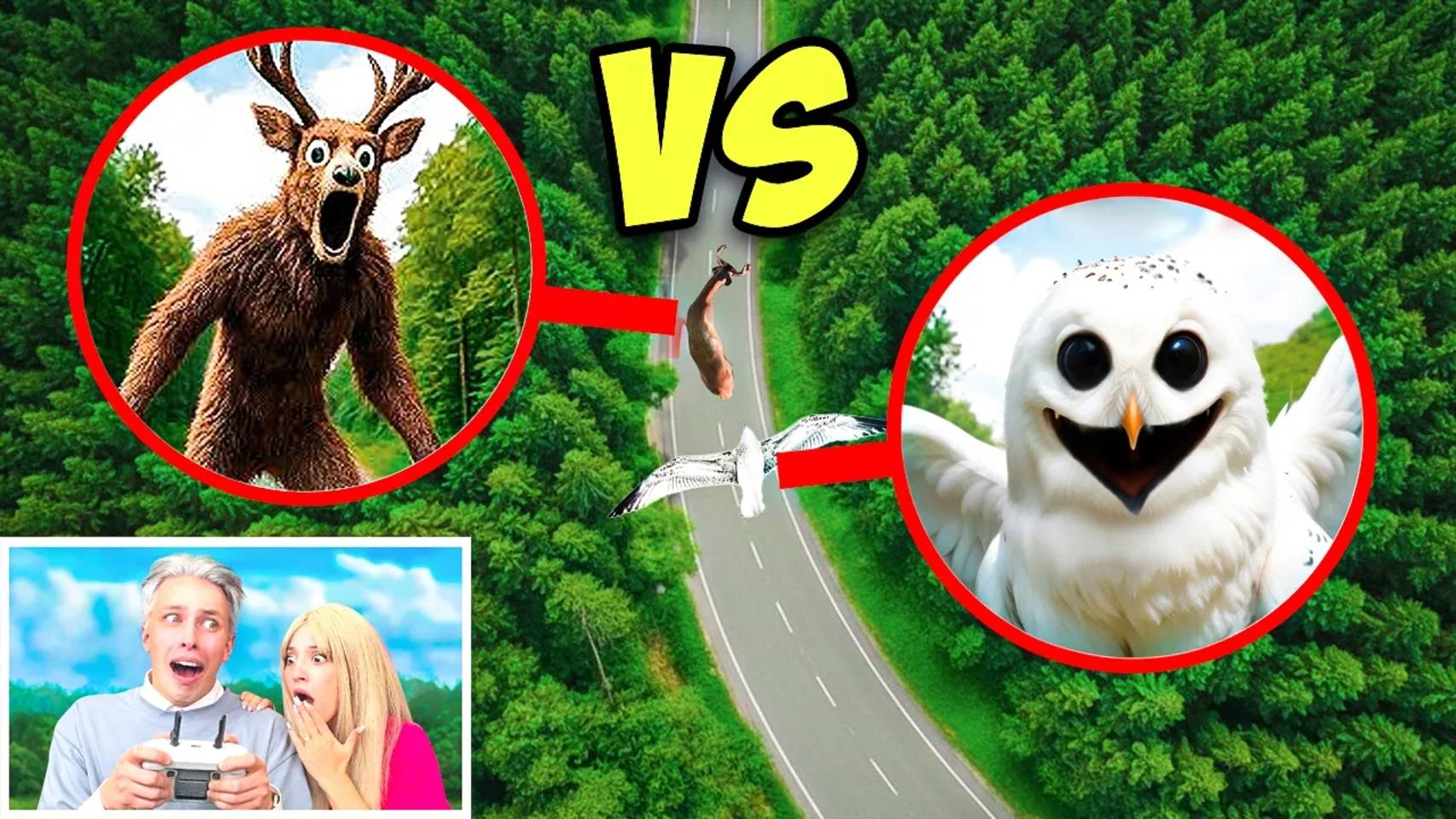 МОЙ ДРОН СНЯЛ DEER MONSTER Vs OWL MONSTER 99 Nights в Реальной Жизни!