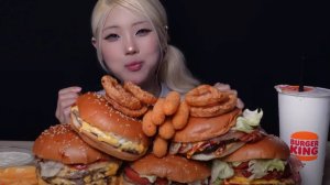 🔥🍲 Мукбанг и Mukbang : 10000 ККАЛ ЗА ОДИН РАЗ!!! 🍔 BURGER KING! Гора чизбургеров.
