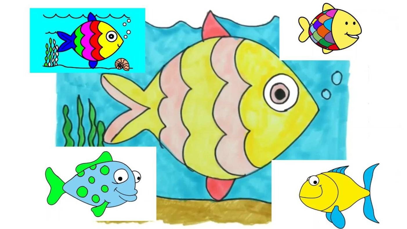 Рисуем с детьми 5 Весёлых рыбок