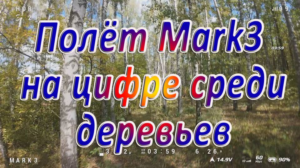 Полёт Mark3 на цифре DJI O4 Unit Pro среди деревьев