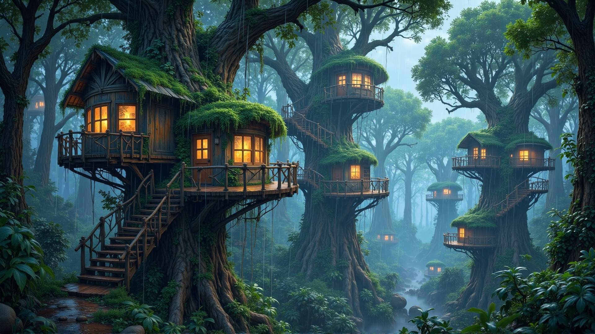 Rainy Magical Forest - Beautiful Ethereal Music with Rain смотреть онлайн