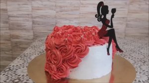 Торт на юбилей женщине. ДАМСКИЙ ТОРТ. Украшение торта кремом БЫСТРО и ПРОСТО