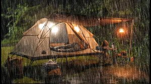 КЕМПИНГ В ОДИНОЧКУ ПОД СИЛЬНЫМ ДОЖДЕМ И ГРОМ // ТРУДНО ПОСТРОИТЬ ПАЛАТКУ НА ДЕРЕВЕ ПОД ДОЖДЕМ