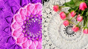 10. Вязание крючком. 41-45 ряды Салфетка Arcanowave. Мастер класс по вязанию.mp4