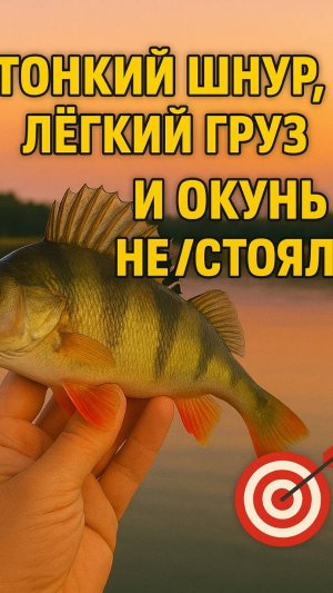 Тонкий шнур, лёгкий груз — и окунь не устоял! 🎯(1)