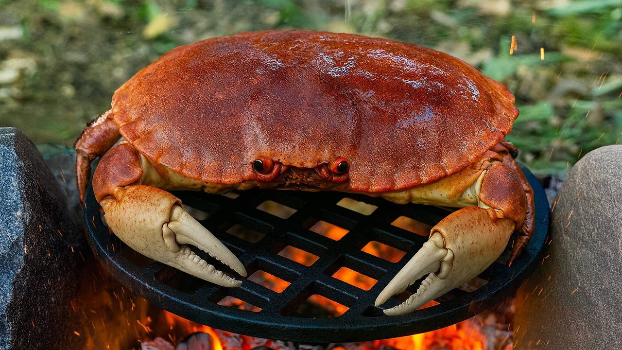 Приготовление рулета из краба ловля, обжаривание и заворачивание в бекон смотреть онлайн