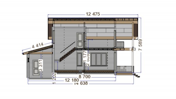 КД221 Двухэтажный дом из клееного бруса 10х14.5м Кд221