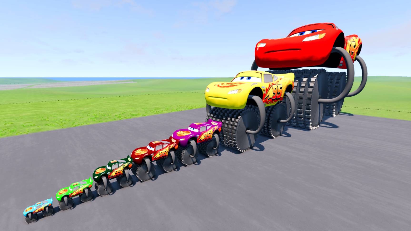 Большая и маленькая двойная пила Маккуина против поезда | BeamNG.drive смотреть онлайн