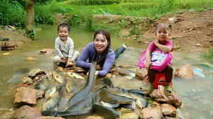 Ловлю речную рыбу вместе с маленьким сыном, чтобы продать на рынке. Отвожу сына в школу. Вьетнам