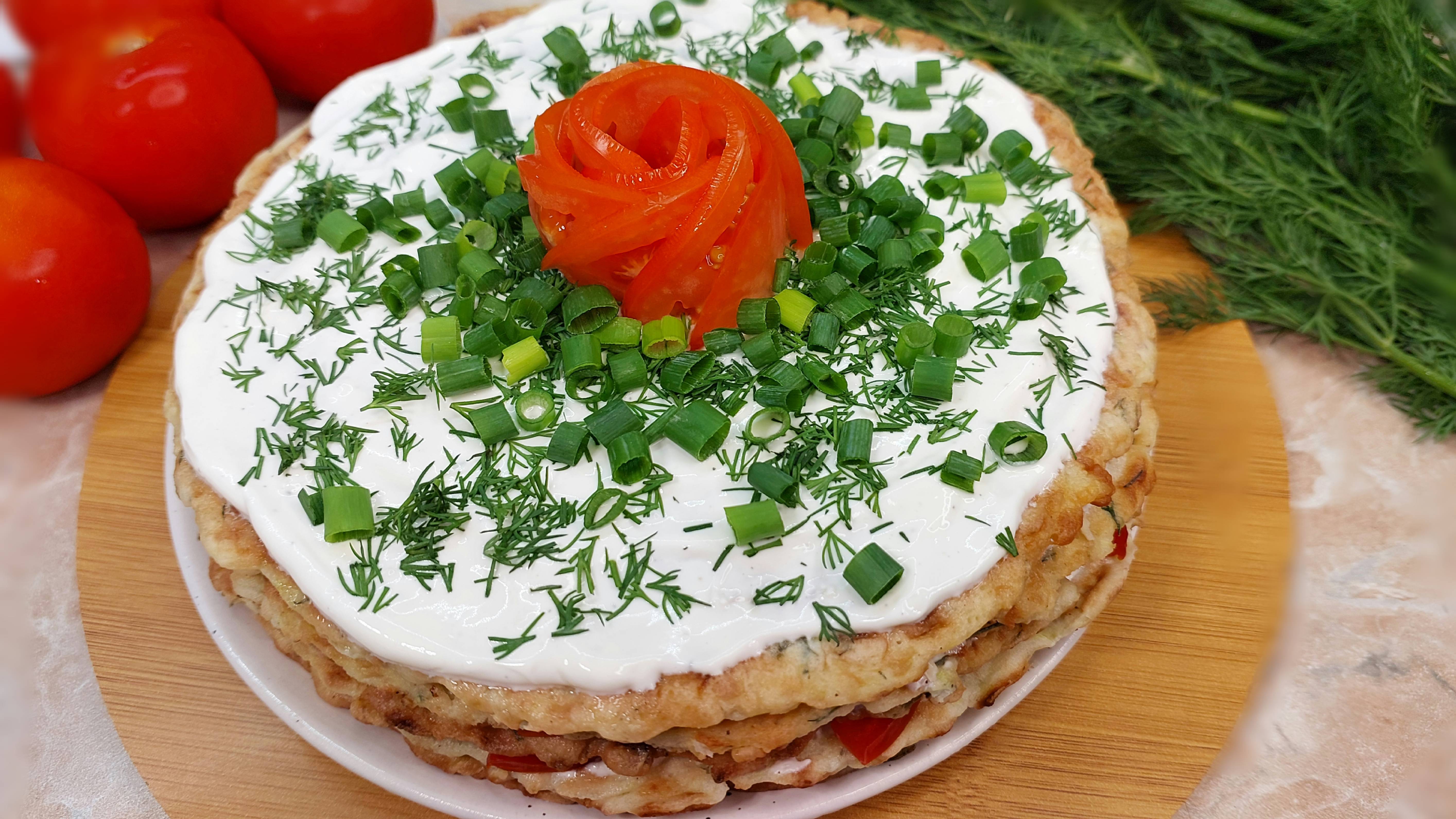 Закусочный торт из кабачков без майонеза смотреть онлайн