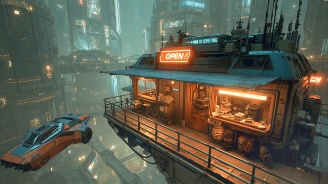 Неоновый ПАБ - Атмосфера и музыка киберпанка, фоновая расслабляющая музыка для работы и отдыха смотреть онлайн