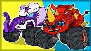 Вспыш и Чудо Машинки. ЗВЕРИ: слон, носорог, тигр. Мультик. Раскраска. Учим цвета.