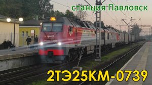 Тепловоз 2ТЭ25КМ-0739 на станции Павловск