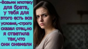 - Возьми ипотеку для брата,- строго сказал отец, но я ответила так, что они онемели