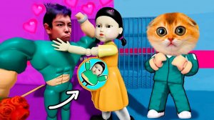 ПОБЕГ ИЗ ИГРЫ В КАЛЬМАРА! ИСТОРИЯ В РОБЛОКС! КОТИК ПОПАЛ В ИГРУ КАЛЬМАРА! Mega Escape: Squid Game