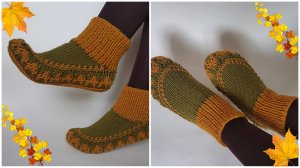 Уют за один вечер. Вяжем осенние следки спицами с ленивым жаккардом. Мастер-класс для начинающих.