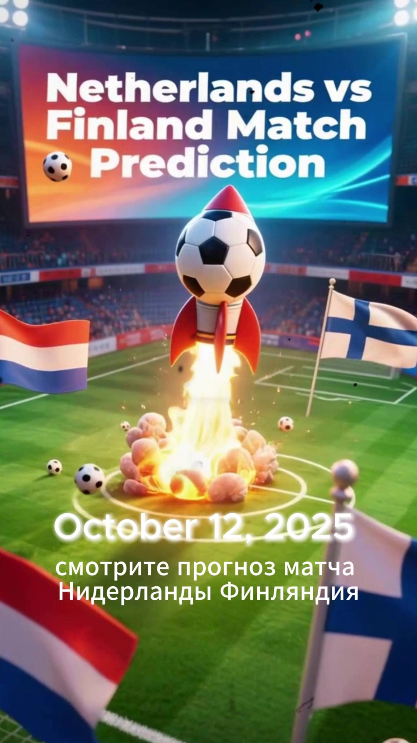 Прогноз матча Нидерланды Финляндия 12 октября 2025 года— 3D-мультфильм  ToonFootball