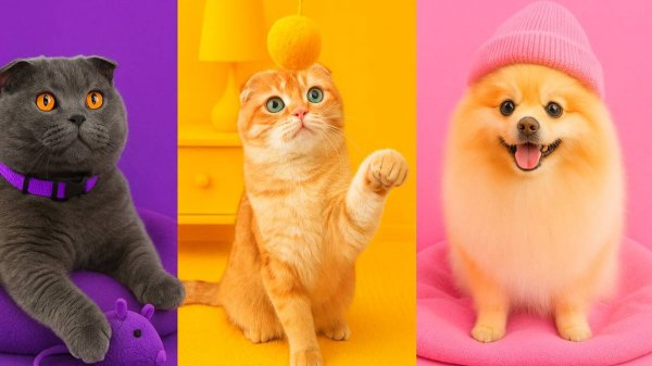 Живем ОДИН ДЕНЬ по ЦВЕТАМ с ПИТОМЦАМИ | Розовый  Фиолетовый  Желтый  | 24 ЧАСА по ЦВЕТАМ с КОШКОЙ