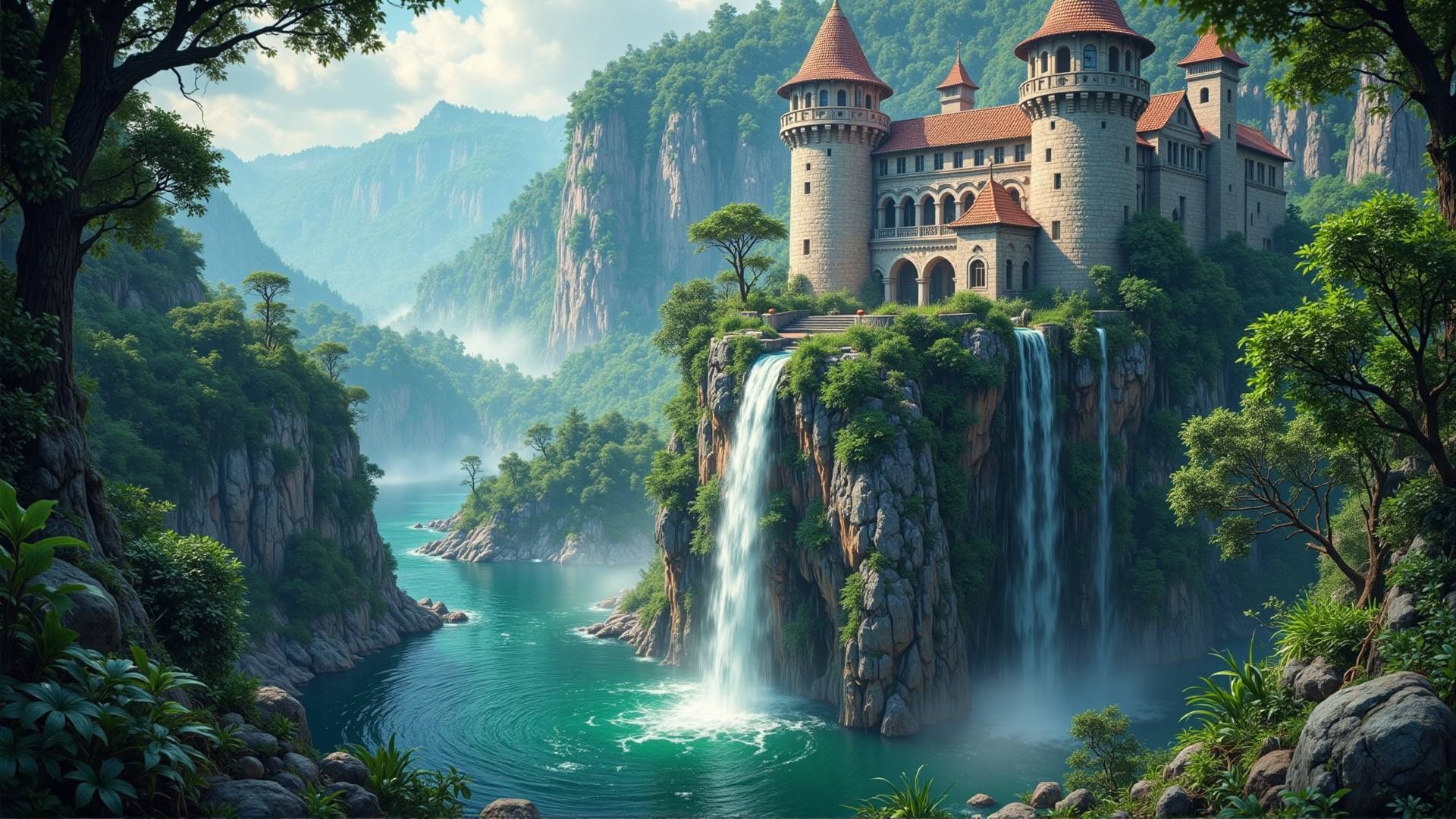 Мистический Замок у Водопада — Spiritual Healing Meditation Music – Waterfall Ambience смотреть онлайн