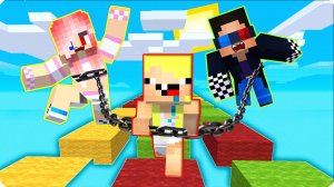 💛У КАЖДОГО СВОЙ ЦВЕТ НО Мы Связаны ОДНОЙ ЦЕПЬЮ в Майнкрафт! НУБИК ЛЕСКА ШЕДИ💛