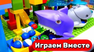 АСМР КОНСТРУКТОР ЛЕГО С ГОРКАМИ, ШАРИКАМИ И АКУЛОЙ ДЛЯ ДЕТЕЙ 🦈 РАЗВИВАЮЩИЕ ИГРУШКИ ДЛЯ ДЕТЕЙ