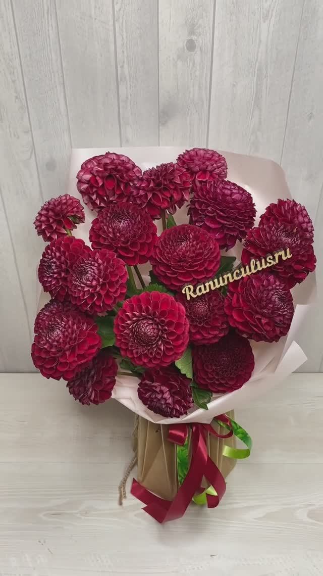 Букет из 19 бордовых георгин смотреть онлайн