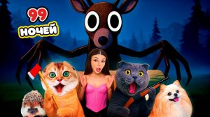 99 НОЧЕЙ в ЛЕСУ в РЕАЛЬНОЙ ЖИЗНИ с ПИТОМЦАМИ | ВЫЖИВАЕМ 24 ЧАСА в ЛЕСУ с КОШКОЙ и СОБАКОЙ