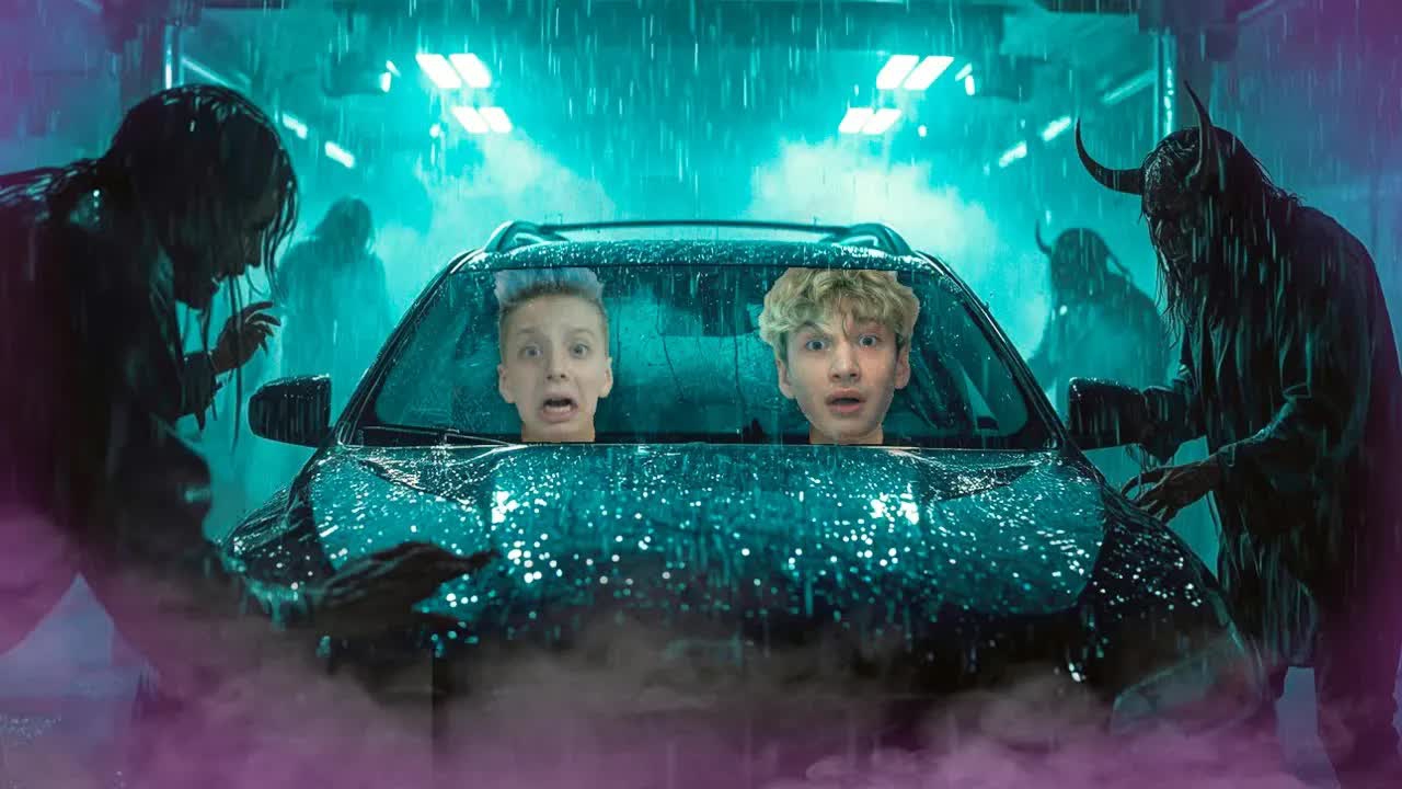 Страшная Мойка в 3 часа ночи ! Спрятались в Машине! смотреть онлайн