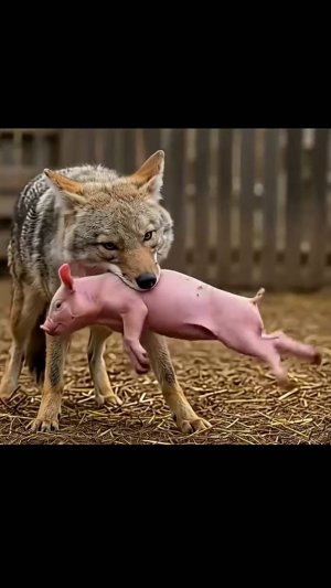 Волк похищает поросенка (ai)