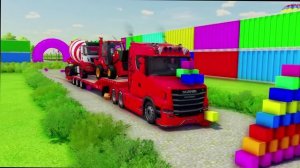 МУЛЬТИКИ ПРО МАШИНКИ. АВТОВОЗ ПЕРЕВОЗИТ ТРАКТОР И БЕТОНОМЕШАЛКУ. ДЕТСКОЕ ВИДЕО.