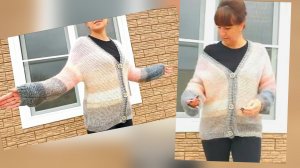 ✨️Кардиган спицами из секционной пряжи✨️Экспресс МК ✨️