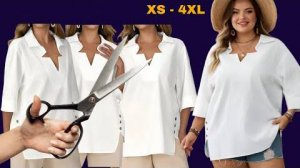 Моделирование элегантной блузки с V-образным вырезом XS-4XL