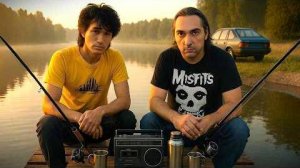 Виктор Цой и Михаил Горшенёв на рыбалке.