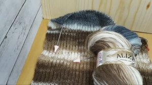 Шарф спицами. Пряжа ANGORA GOLD batik. Цвет 5742. Как связать. Шпаргалка