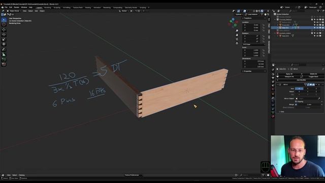 Выпиливание Ласточкиных хвостов - Точное моделирование в Blender