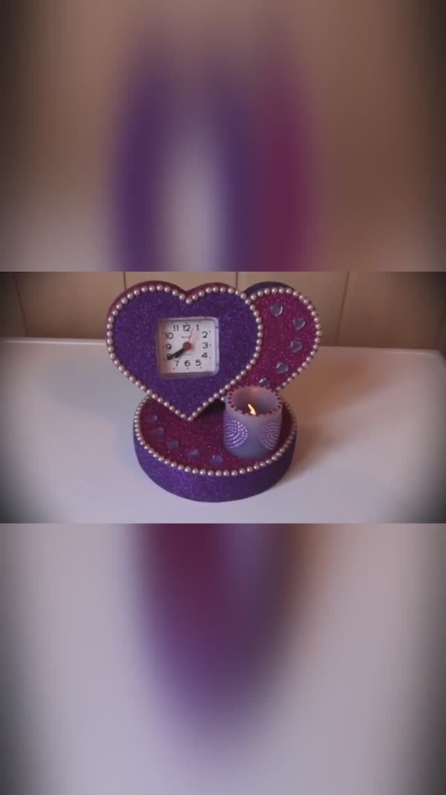 ОРИГИНАЛЬНЫЙ ПОДСВЕЧНИК С РАБОЧИМИ ЧАСИКАМИ.РУЧНАЯ РАБОТА.