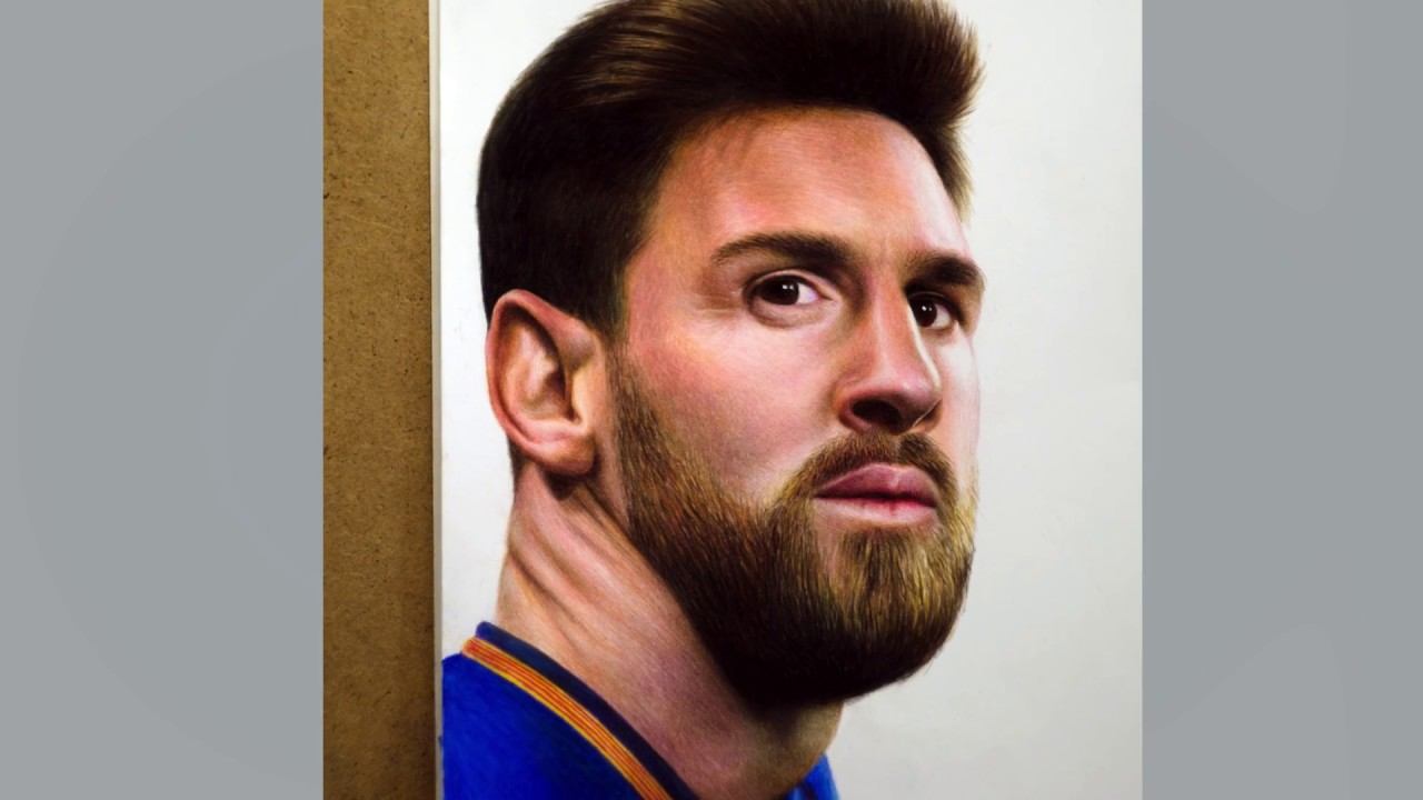 Drawing Lionel Messi. Time-lapse video (Портрет Лионеля Месси цветными карандашами) смотреть онлайн