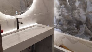 Ремонт в ванной. Обзор уложенного керамогранита 1200/600