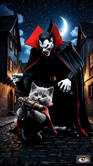 Котик-огнемётик против Дракулы #милыеживотные #милыекотята #cat