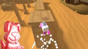 Розовый поросёнок в игре Super Bear Adventure вместе с желейным псом Стасиком.