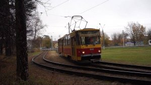 Трамвай Tatra T6B5SU-1042. Разворот на кольце.