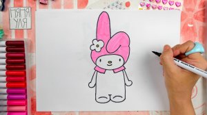как нарисовать my melody hello kitty