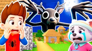 РАЙДЕР ЧЕЛОВЕК ПАУК и ЭВЕРЕСТ ЩЕНЯЧИЙ ПАТРУЛЬ ПРЯЧУТСЯ от ОЛЕНЬ 99 НОЧЕЙ В ЛЕСУ в МАЙНКРАФТ