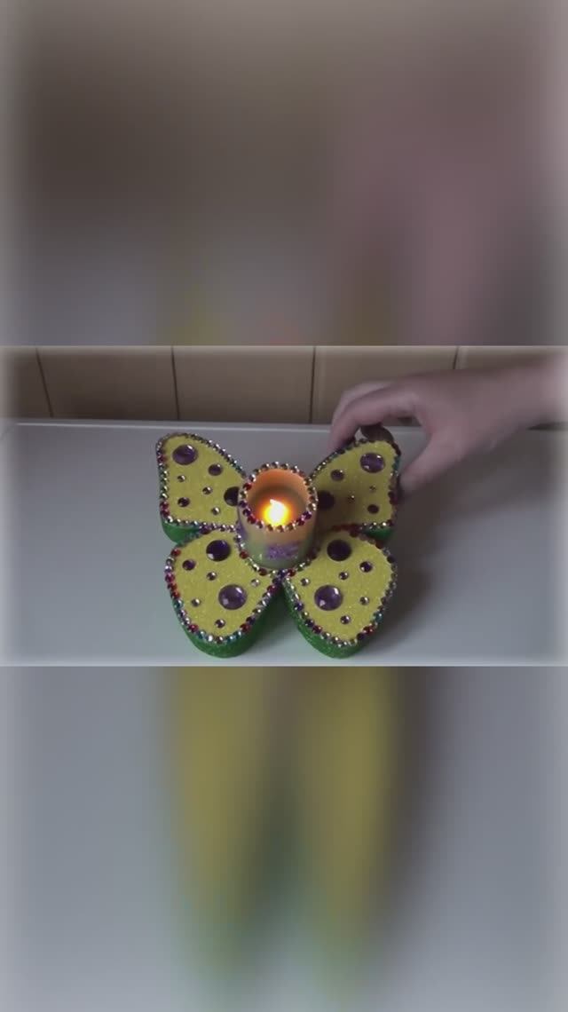 ПОДСВЕЧНИК ПРАЗДНИЧНАЯ БАБОЧКА.РУЧНАЯ РАБОТА.