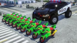 ПОЛИЦИЯ и МОТОЦИКЛЫ с грузовиком-МОНСТРОМ и полицейской машиной! Преступники на быстрых мотоциклах