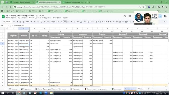 Прайсы: Общие принципы прайсов в калькуляторе. Материалы и Работы
