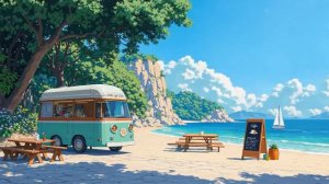 Прибрежный звук Лофи 🎧 Пляжный кофе для летнего отдыха 🌊 Хип-хоп Лофи для учебы и расслабления