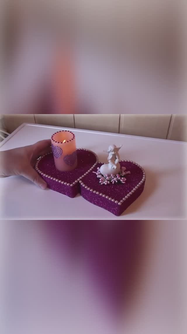 НЕОБЫЧНЫЙ ПОДСВЕЧНИК СЕРДЕЧКИ,С АНГЕЛАМИ.РУЧНАЯ РАБОТА