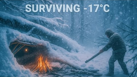Экстремальное выживание в -17. Строю укрытие в лесу. Bushcraft