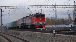 Тепловоз 2ТЭ10М-3389 с приветливой бригадой. Звук 10Д100.
